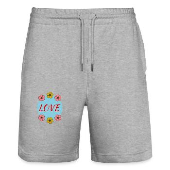 LIEBE. VALENTINSTAG. ICH LIEBE DICH. ICH LIEBE DICH. LIEBE - Stanley/Stella Unisex Bio Joggingshorts Trainer  - Grau meliert - Vorne - Nik (191cm) & Marisol (170cm)