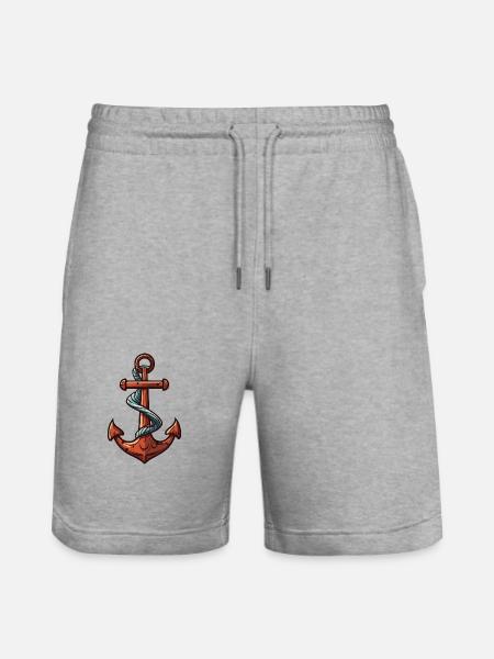 Anchor Icon Harbor - Stanley/Stella Trainer Unisex Organic Jogging Shorts - heather grey