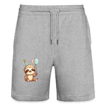 Faultier Geburtstag Baby - Stanley/Stella Unisex Bio Joggingshorts Trainer  - Grau meliert - Vorne - Nik (191cm) & Marisol (170cm)