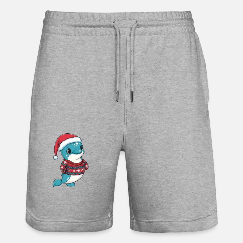 Dolphin Christmas Comic - Stanley/Stella Trainer Unisex Organic Jogging Shorts - heather grey