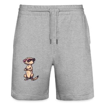 Animal suricate - Short de jogging bio TRAINER Stanley/Stella unisexe - gris chiné - Devant - Nik (191cm) & Marisol (170cm)