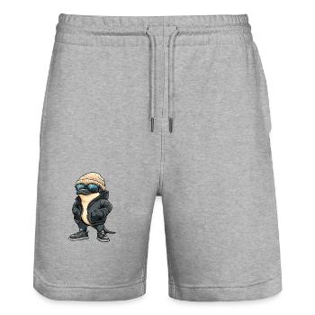 Dolphin Cool Comic - Stanley/Stella Trainer Unisex Organic Jogging Shorts - heather grey - Front - Nik (191cm) & Marisol (170cm)