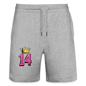 14 Zahl Krone - Stanley/Stella Unisex Bio Joggingshorts Trainer  - Grau meliert - Vorne - Nik (191cm) & Marisol (170cm)