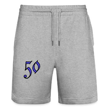 50. 50 JAHRE. 50-JÄHRIGES JUBILÄUM. 50-JÄHRIGES JUBILÄUM. - Stanley/Stella Unisex Bio Joggingshorts Trainer  - Grau meliert - Vorne - Nik (191cm) & Marisol (170cm)