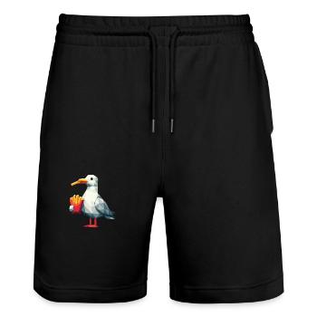 Moin North Sea Seagull Polygon French Fries Beak Food - Stanley/Stella Trainer Unisex Organic Jogging Shorts - black - Front - Nik (191cm) & Marisol (170cm)