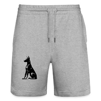 Silhouette stylisée de chiens doberman - Short de jogging bio TRAINER Stanley/Stella unisexe - gris chiné - Devant - Nik (191cm) & Marisol (170cm)