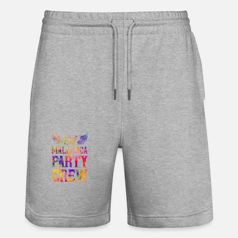 Mallorca Party Crew Spruch - Stanley/Stella Unisex Bio Joggingshorts Trainer  - Grau meliert
