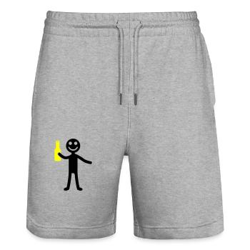Stick Figure Bière Drôle - Short de jogging bio TRAINER Stanley/Stella unisexe - gris chiné - Devant - Nik (191cm) & Marisol (170cm)