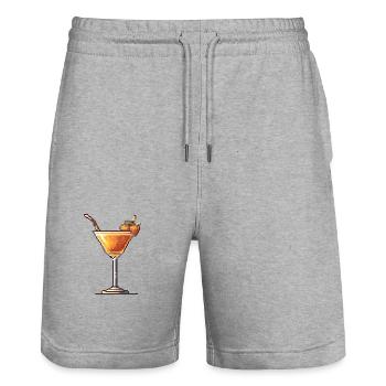 Cocktail Pixel Gamer - Stanley/Stella Unisex Bio Joggingshorts Trainer  - Grau meliert - Vorne - Nik (191cm) & Marisol (170cm)