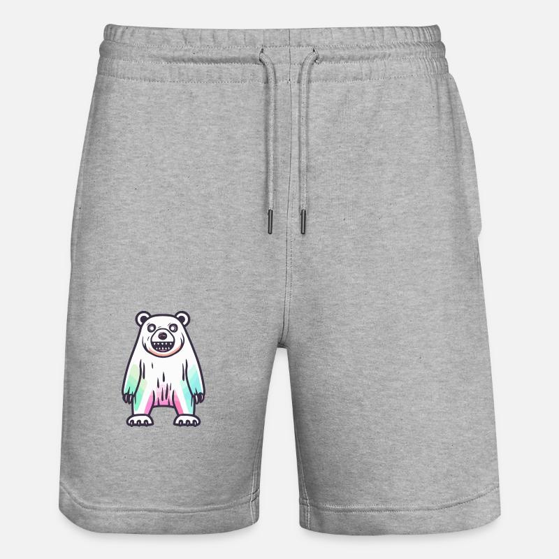 Eisbär Halloween Comic Zombie - Stanley/Stella Unisex Bio Joggingshorts Trainer  - Grau meliert