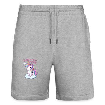 Follow Your Dreams Unicorn Inspiration - Stanley/Stella Trainer Unisex Organic Jogging Shorts - heather grey - Front - Nik (191cm) & Marisol (170cm)