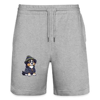 Australian Shepherd Dog Winter - Stanley/Stella Trainer Unisex Organic Jogging Shorts - heather grey - Front - Nik (191cm) & Marisol (170cm)