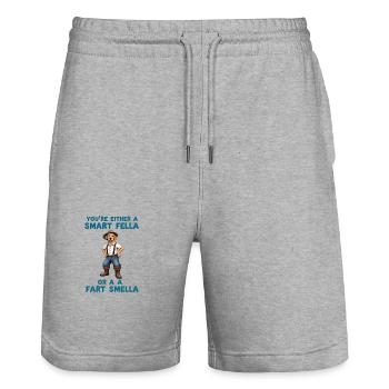 Du bist entweder ein schlauer Kerl oder ein Furzgeruch - Stanley/Stella Unisex Bio Joggingshorts Trainer  - Grau meliert - Vorne - Nik (191cm) & Marisol (170cm)