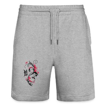 Blumen Schmetterling Floral - Stanley/Stella Unisex Bio Joggingshorts Trainer  - Grau meliert - Vorne - Nik (191cm) & Marisol (170cm)