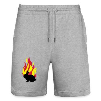 Bunny with fire - Stanley/Stella Trainer Unisex Organic Jogging Shorts - heather grey - Front - Nik (191cm) & Marisol (170cm)