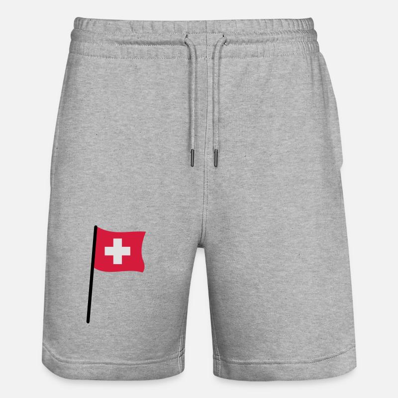 Schweizer Flagge - Stanley/Stella Unisex Bio Joggingshorts Trainer  - Grau meliert