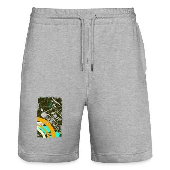 Music is life - Stanley/Stella Unisex Bio Joggingshorts Trainer  - Grau meliert - Vorne - Nik (191cm) & Marisol (170cm)