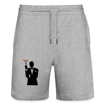 Silhouette de smoking avec hot-dog - Short de jogging bio TRAINER Stanley/Stella unisexe - gris chiné - Devant - Nik (191cm) & Marisol (170cm)