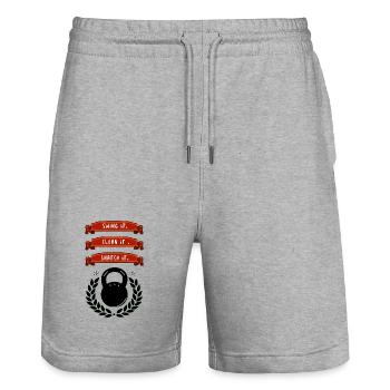 Kettlebell Commandements Swing Clean Snatch Gym - Short de jogging bio TRAINER Stanley/Stella unisexe - gris chiné - Devant - Nik (191cm) & Marisol (170cm)