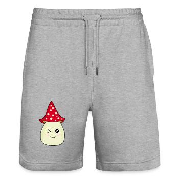 Champignon, champignon dans les bois cadeau - Short de jogging bio TRAINER Stanley/Stella unisexe - gris chiné - Devant - Nik (191cm) & Marisol (170cm)