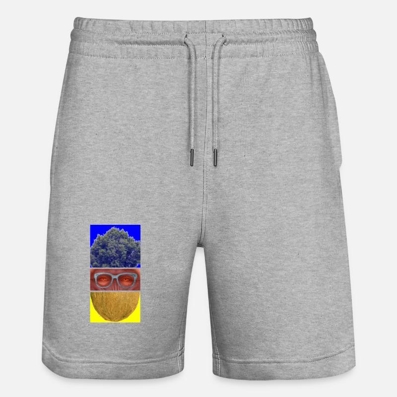 Triptyque coloré: arbre, visage et noix - Short de jogging bio TRAINER Stanley/Stella unisexe - gris chiné
