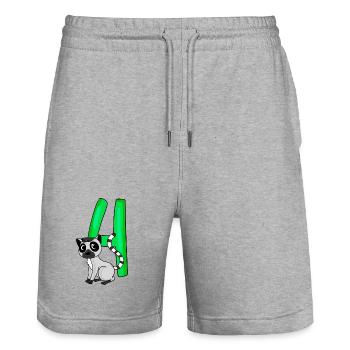 4 birthday 4 years old with animal motif - four - Stanley/Stella Trainer Unisex Organic Jogging Shorts - heather grey - Front - Nik (191cm) & Marisol (170cm)