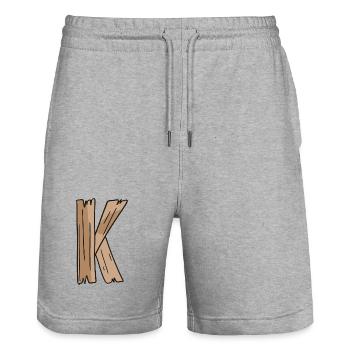 Letter K Wood Wooden Letter Name - Stanley/Stella Trainer Unisex Organic Jogging Shorts - heather grey - Front - Nik (191cm) & Marisol (170cm)