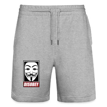 disobey | Farben änderbar - Stanley/Stella Unisex Bio Joggingshorts Trainer  - Grau meliert - Vorne - Nik (191cm) & Marisol (170cm)
