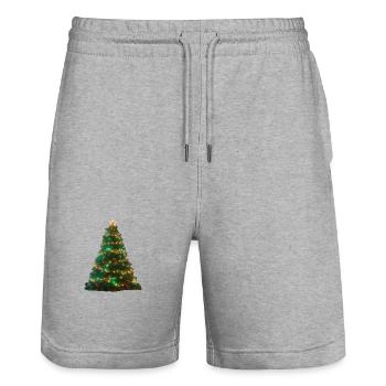 Twinkling Christmas Tree Lights - Stanley/Stella Trainer Unisex Organic Jogging Shorts - heather grey - Front - Nik (191cm) & Marisol (170cm)