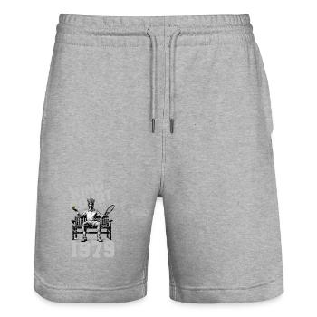 Chemise de tennis Homme 45ème anniversaire 1979 - Short de jogging bio TRAINER Stanley/Stella unisexe - gris chiné - Devant - Nik (191cm) & Marisol (170cm)