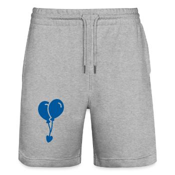 Flying Heart – Love Carried by Balloons - Stanley/Stella Trainer Unisex Organic Jogging Shorts - heather grey - Front - Nik (191cm) & Marisol (170cm)