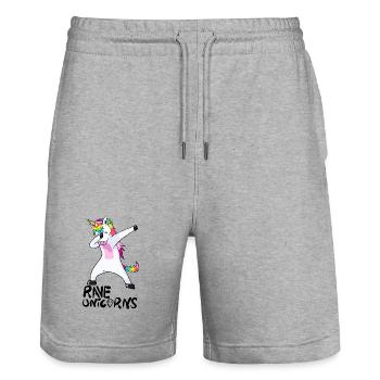 Logo Rave Unicorns Black Text - Stanley/Stella Unisex Bio Joggingshorts Trainer  - Grau meliert - Vorne - Nik (191cm) & Marisol (170cm)