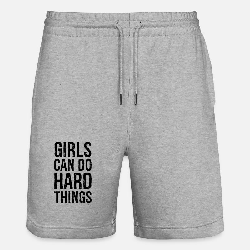 Mädchen können harte Dinge tun - Stanley/Stella Unisex Bio Joggingshorts Trainer  - Grau meliert