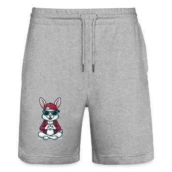 Chill Heart Bunny - Stanley/Stella Trainer Unisex Organic Jogging Shorts - heather grey - Front - Nik (191cm) & Marisol (170cm)