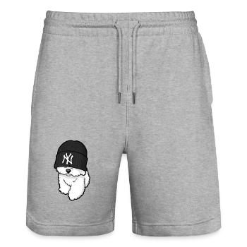 Hundemode Straße New York - Stanley/Stella Unisex Bio Joggingshorts Trainer  - Grau meliert - Vorne - Nik (191cm) & Marisol (170cm)