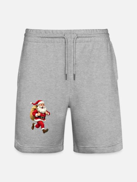 Santa Claus running - Stanley/Stella Trainer Unisex Organic Jogging Shorts - heather grey