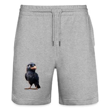 Raven, Crow, Bird, Raven Crow, Jackdaw, Black Raven - Stanley/Stella Trainer Unisex Organic Jogging Shorts - heather grey - Front - Nik (191cm) & Marisol (170cm)
