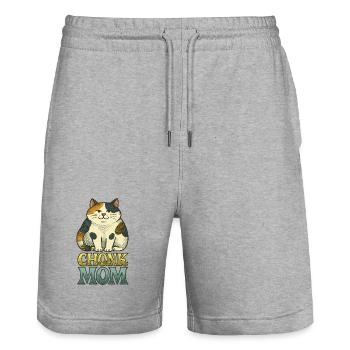 Chonk Mom Calico Cat - Stanley/Stella Trainer Unisex Organic Jogging Shorts - heather grey - Front - Nik (191cm) & Marisol (170cm)