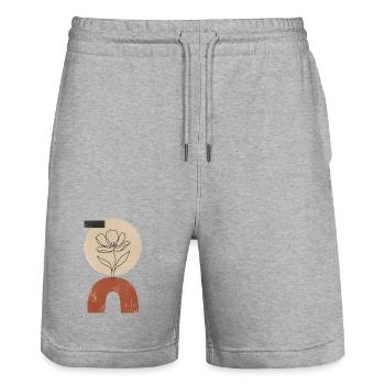 Blossom over arc of a circle - Stanley/Stella Trainer Unisex Organic Jogging Shorts - heather grey - Front - Nik (191cm) & Marisol (170cm)