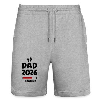 Dad 2026 Loading Papa Baby - Stanley/Stella Unisex Bio Joggingshorts Trainer  - Grau meliert - Vorne - Nik (191cm) & Marisol (170cm)