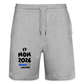 Mom 2026 Loading Mama - Stanley/Stella Unisex Bio Joggingshorts Trainer  - Grau meliert - Vorne - Nik (191cm) & Marisol (170cm)