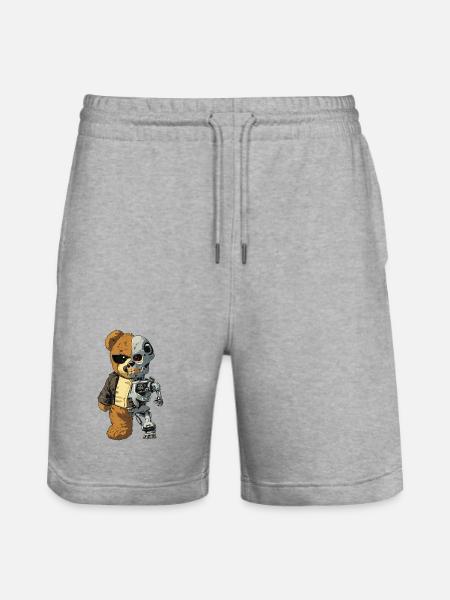 Bear Robot Cyborg - Stanley/Stella Trainer Unisex Organic Jogging Shorts - heather grey