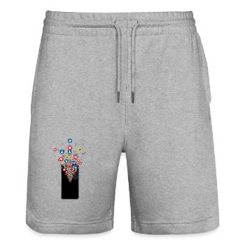 Smartphone Likes Fireworks - Stanley/Stella Trainer Unisex Organic Jogging Shorts - heather grey - Front - Nik (191cm) & Marisol (170cm)