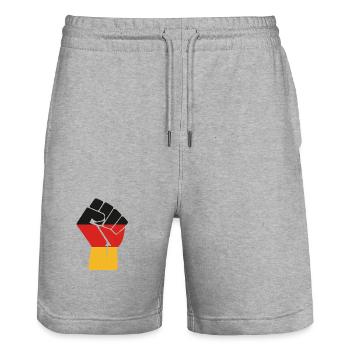 Flaggenfaust Kraft der Einheit - Stanley/Stella Unisex Bio Joggingshorts Trainer  - Grau meliert - Vorne - Nik (191cm) & Marisol (170cm)