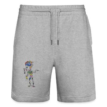 Colored Tribal Mask Crown - Stanley/Stella Trainer Unisex Organic Jogging Shorts - heather grey - Front - Nik (191cm) & Marisol (170cm)