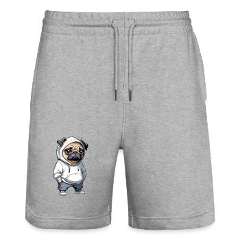 Pug Hoodie Stadtstyle - Stanley/Stella Trainer Unisex Organic Jogging Shorts - heather grey - Front - Nik (191cm) & Marisol (170cm)