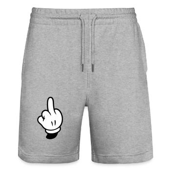 Middle Finger Hand Comic - Stanley/Stella Trainer Unisex Organic Jogging Shorts - heather grey - Front - Nik (191cm) & Marisol (170cm)