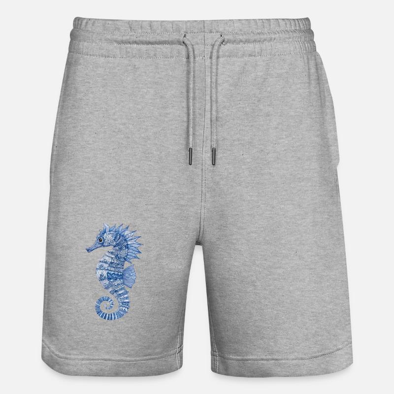Seepferdchen Muster – Maritimes Kunstmotiv - Stanley/Stella Unisex Bio Joggingshorts Trainer - Grau meliert