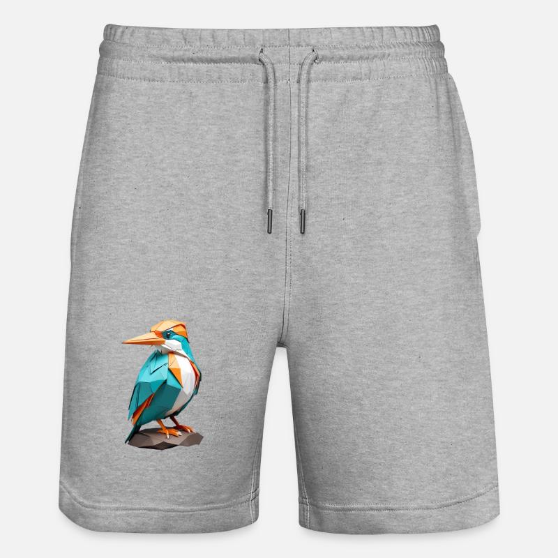 Perroquet géométrique oiseau en turquoise-orange - Short de jogging bio TRAINER Stanley/Stella unisexe - gris chiné