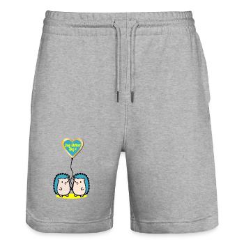 Ich liebe dich - Stanley/Stella Unisex Bio Joggingshorts Trainer  - Grau meliert - Vorne - Nik (191cm) & Marisol (170cm)